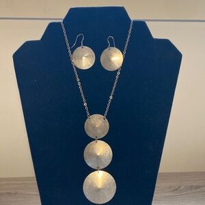 VLCM disks necklace and earrings set silver art nouveau